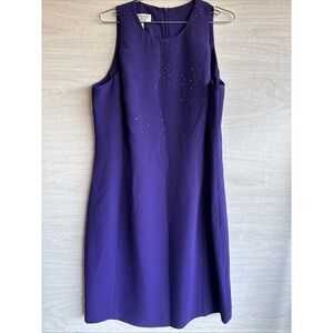 Purple Lined  Jones New York sheath dress with rhinestone detail Sz 16